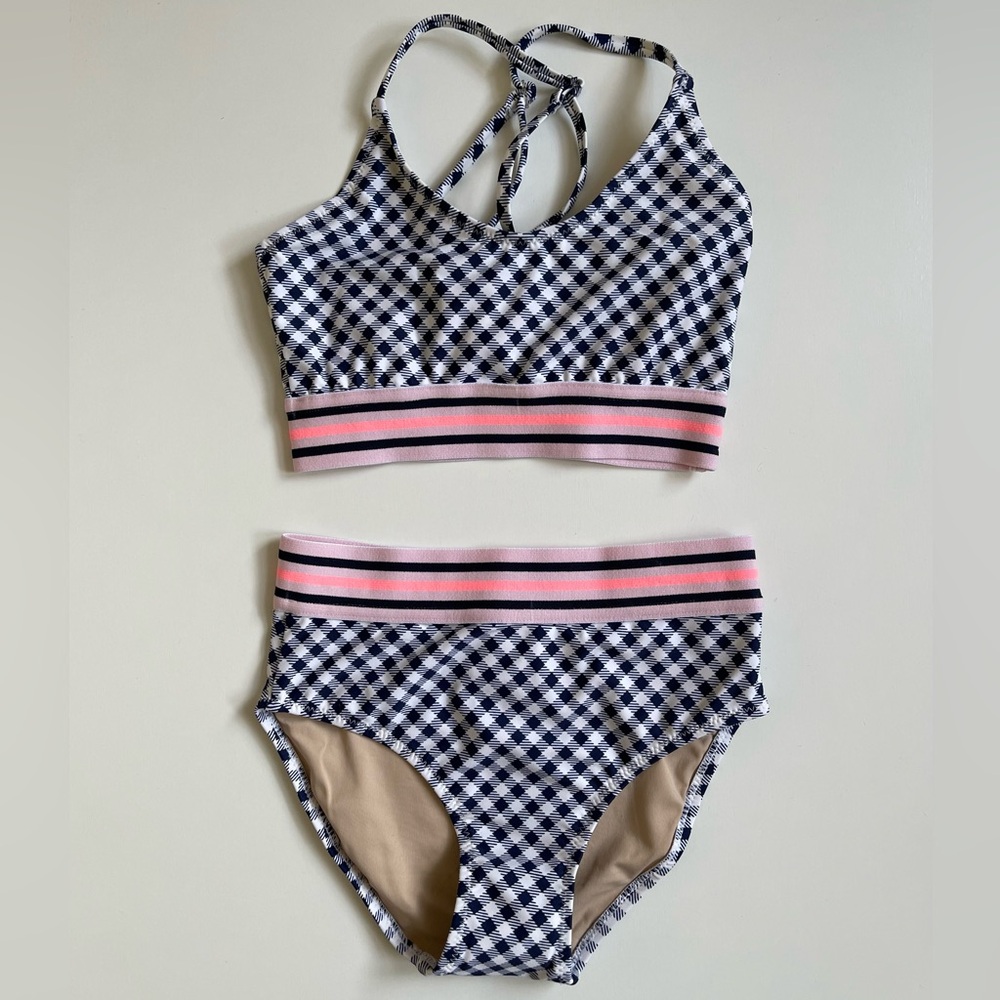 Shade Critters Girl’s Navy Gingham Bikini - 7Y